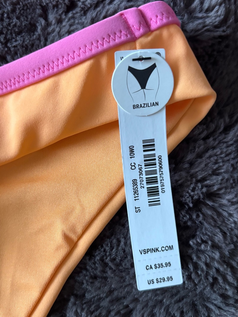 PINK Victoria's Secret Peach Bikini Bottoms with Pink Trim - Picture 2 of 4